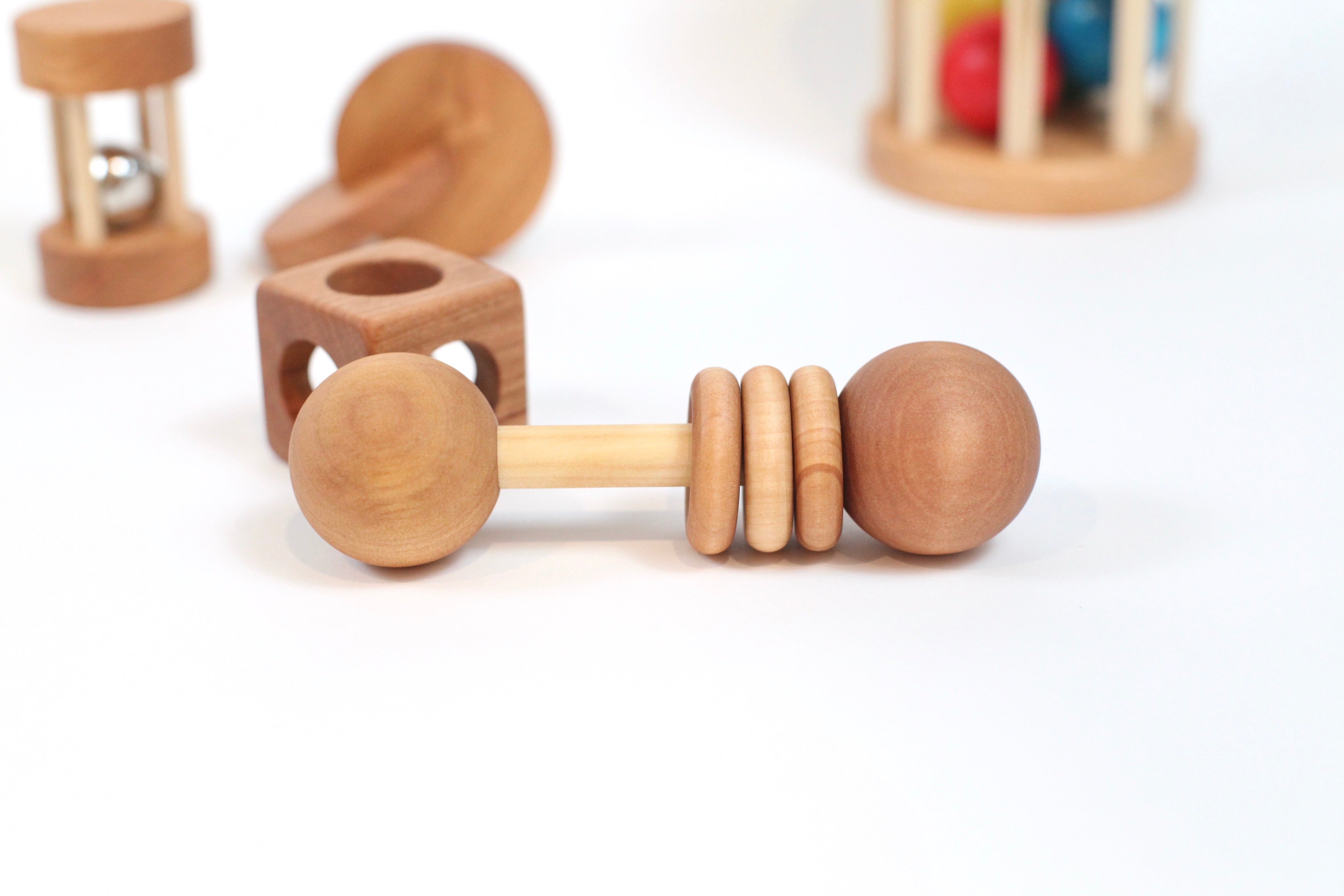 4-Piece Wooden Baby Rattle/Teether Set - IFIT Montessori